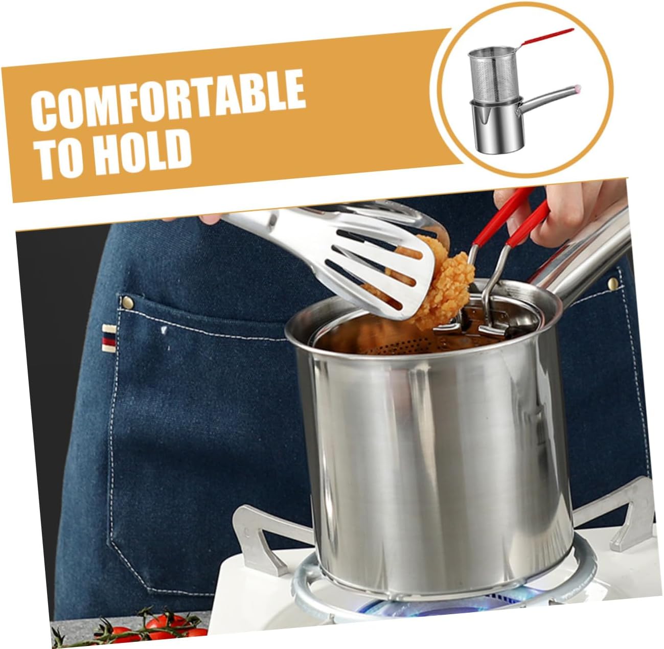 1Set Stainless Steel Frying Pot with Deep Fry Basket Multi Functional Fryer Kit for Home and Commercial Use Ergonomic Handle Quick Heat Transfer for Cooking Chips