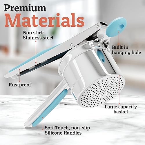 Miniatura 27 de PriorityChef - Prensa de papas grande de 15 onzas, de acero inoxidable resistente, herramienta de cocina, prensa y triturado para un puré de papas
