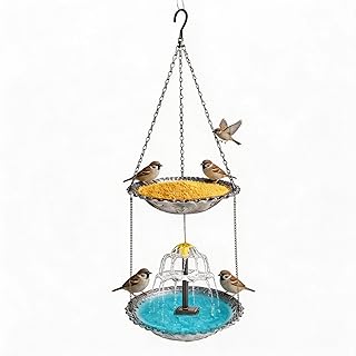 Elegant Solar Cascade Bird Bath Fountain – Self-Powered, Weatherproof, Double-Tiered Waterfall with Adjustable Nozzles for Outdoor Garden Decor