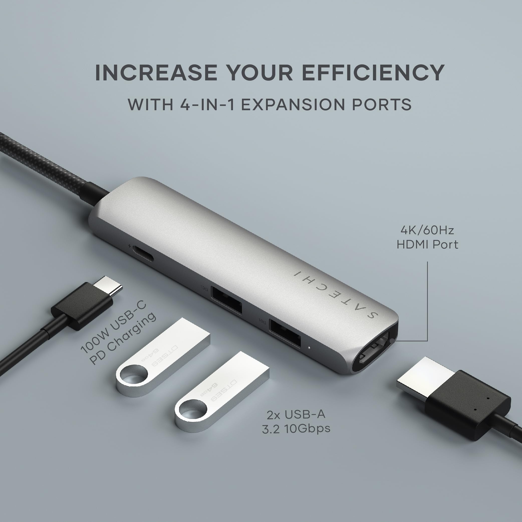 Amazon.com: Satechi 4 in 1 USB C Hub Multiport Adapter with HDMI