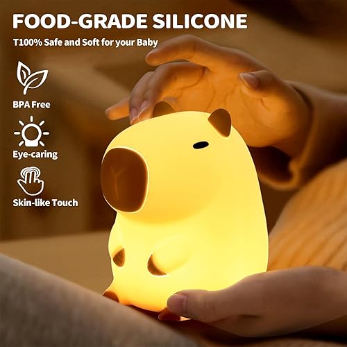 Miniatura 3 de Capybara - Luz nocturna de silicona regulable para guardería, lámpara táctil recargable para amamantar, regalos de Navidad para bebés, niños,