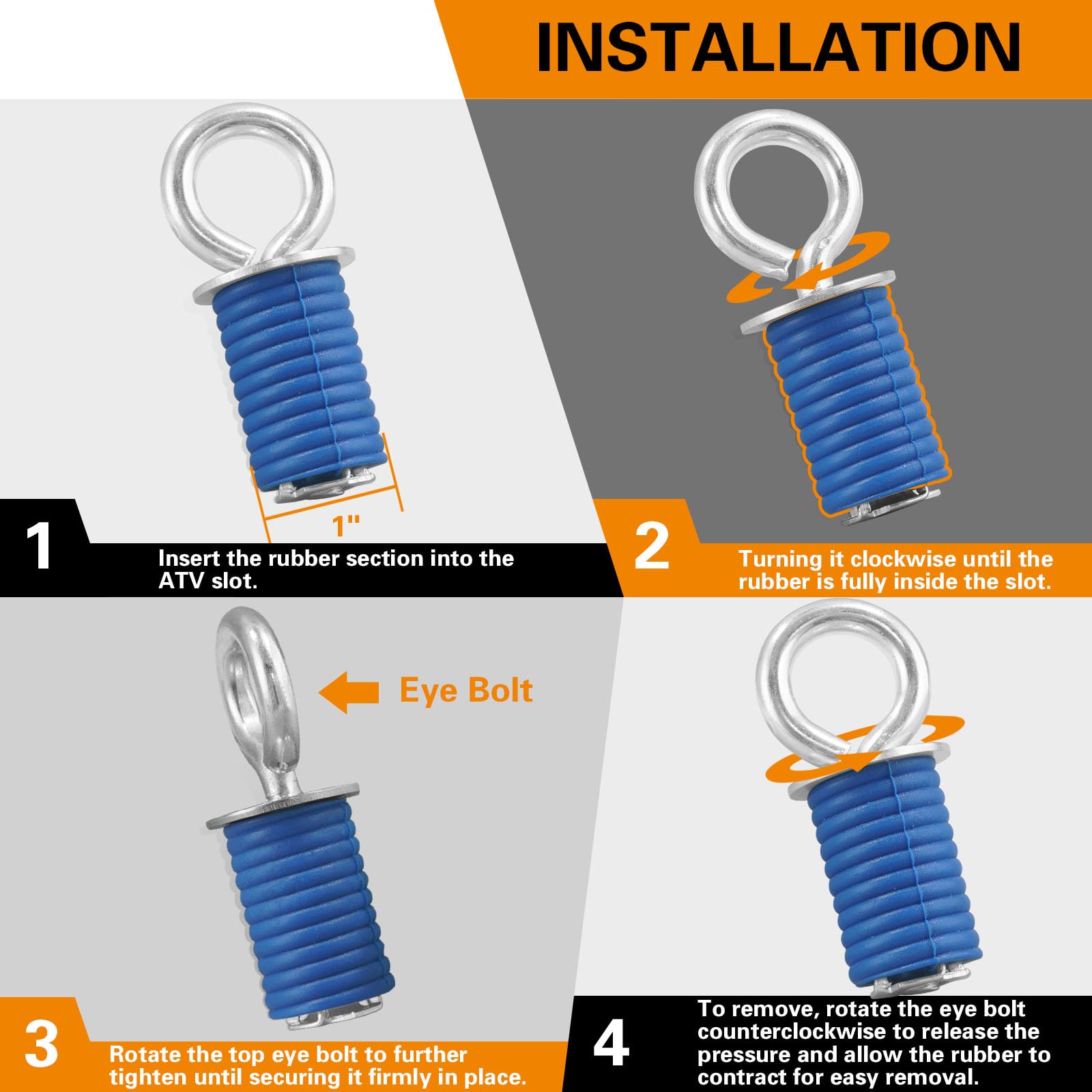 JOYOKYOPK 4 Packs ATV Anchors to Fit Polaris Lock and Ride ATV Tie Down Anchors Made for RZR, Sportsman DO NOT FIT Ranger Models (4 Packs)