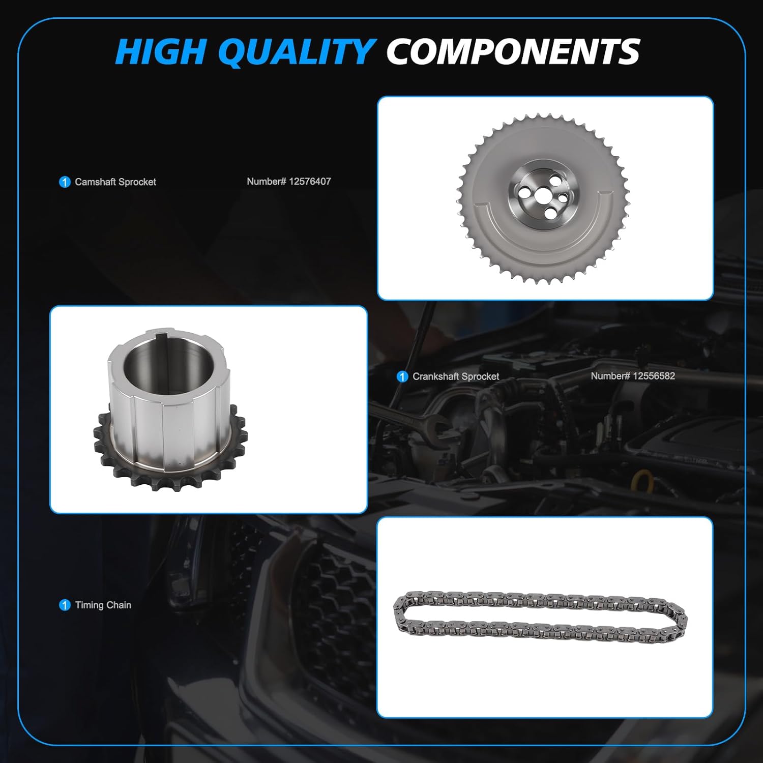 Timing Chain Kit Fits for 2003-2007 Silverado 1500 4.8L 4.8L 5.3L 6.0L, for 2002-2007 Sierra 1500 4.8L 5.3L 6.0L, for 2005-2006 Tahoe 4.8L 5.3L, for 2002-2005 Escalade 5.3L V8 OHV