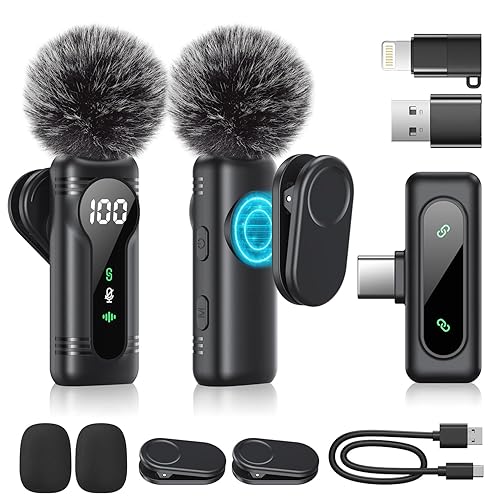 Newmight Kabelloses Lavalier-Mikrofon Dual Set - Plug & Play Clip-on Mic mit Auto Pairing, Magnetische Halterung, Noise Cancelling, für iPhone, Android, USB-C Geräte, YouTube, Podcast & Videoaufnahme