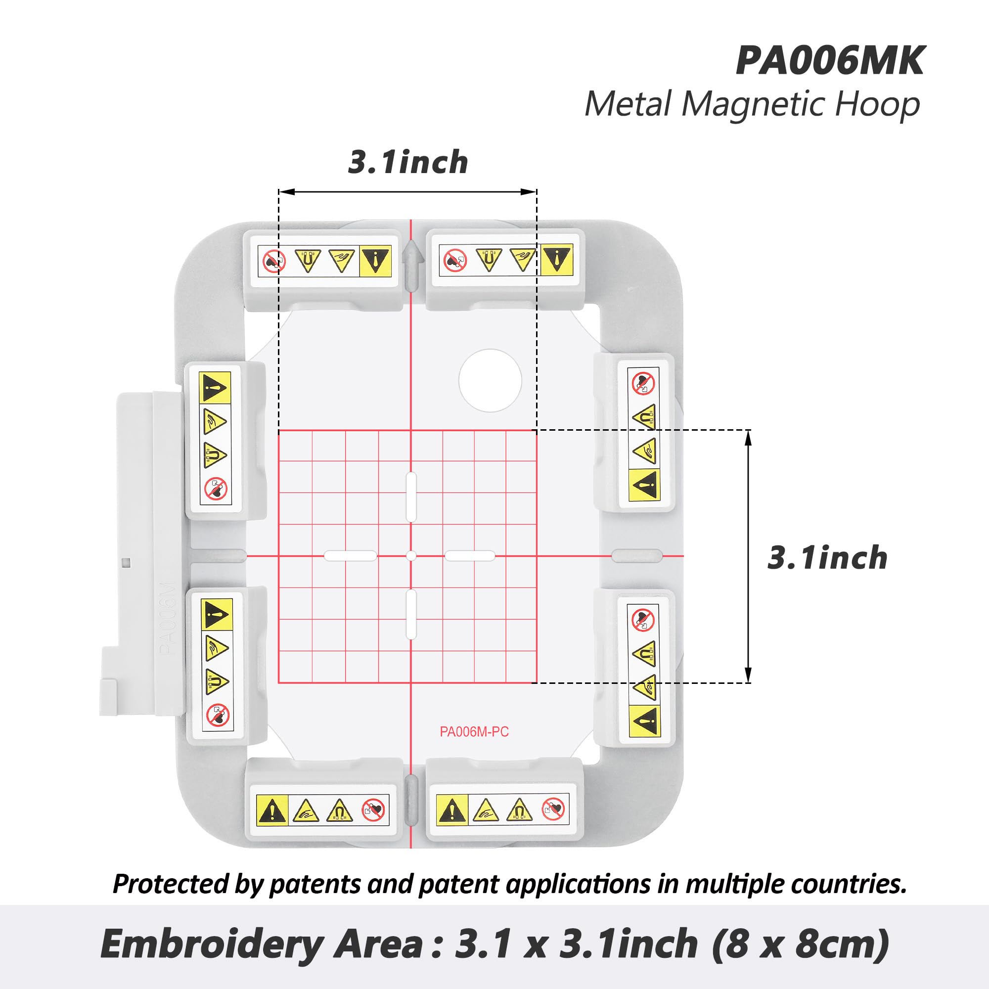 Sew Tech Magnetyczna obręcz do haftowania dla Pfaff Singer em 9305 Creative Sensation Vision Pro II 5.5 5.0 4.5 4.0 3.0 2.0 1.5 Performance Viking Designer Diamond (7.9 cm x 7.9 cm, PA006MK)