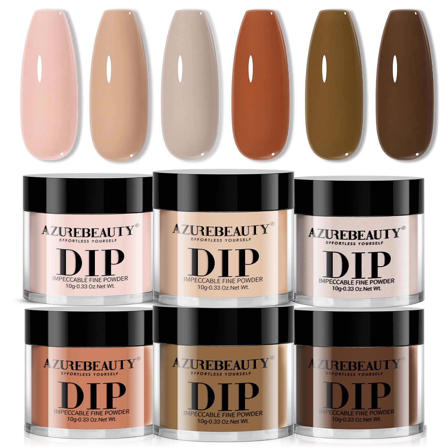 AZUREBEAUTY Nude Brown Dip Powder Fall Nail Set 6 Colors