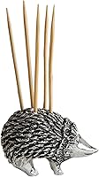 Creative Co-Op Silver Hedgehog Toothpick Holder with Toothpicks - Cute Gathering Table Accent