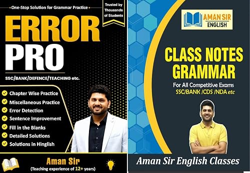Error Pro & Class Notes Grammar COMBO By Aman Sir |Grammar Practice Book | Useful For SSC EXAMS | BANK | DEFENCE | TEACHING | Competitive Exams | ... Exams| Aman Sir (Paperback, Aman sir)
