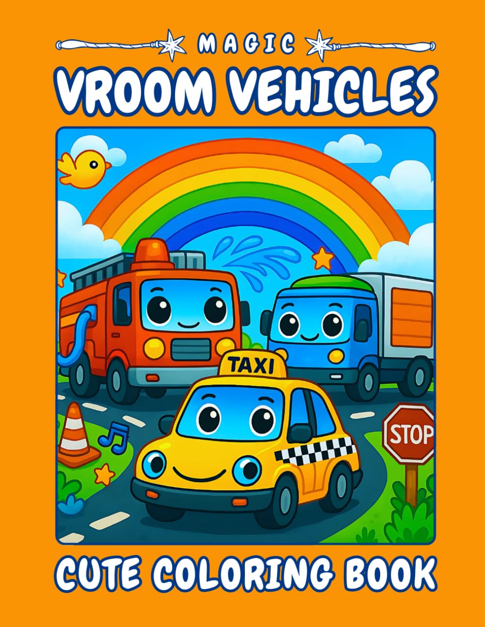 Magic Vroom Vehicles – A Fun Vehicle Coloring Journey: 40 easy‑to‑color pages with fire trucks, taxis, race cars, submarines and space rovers – ... kids ages 4–8 #017 (Magic Kids Letter Series)