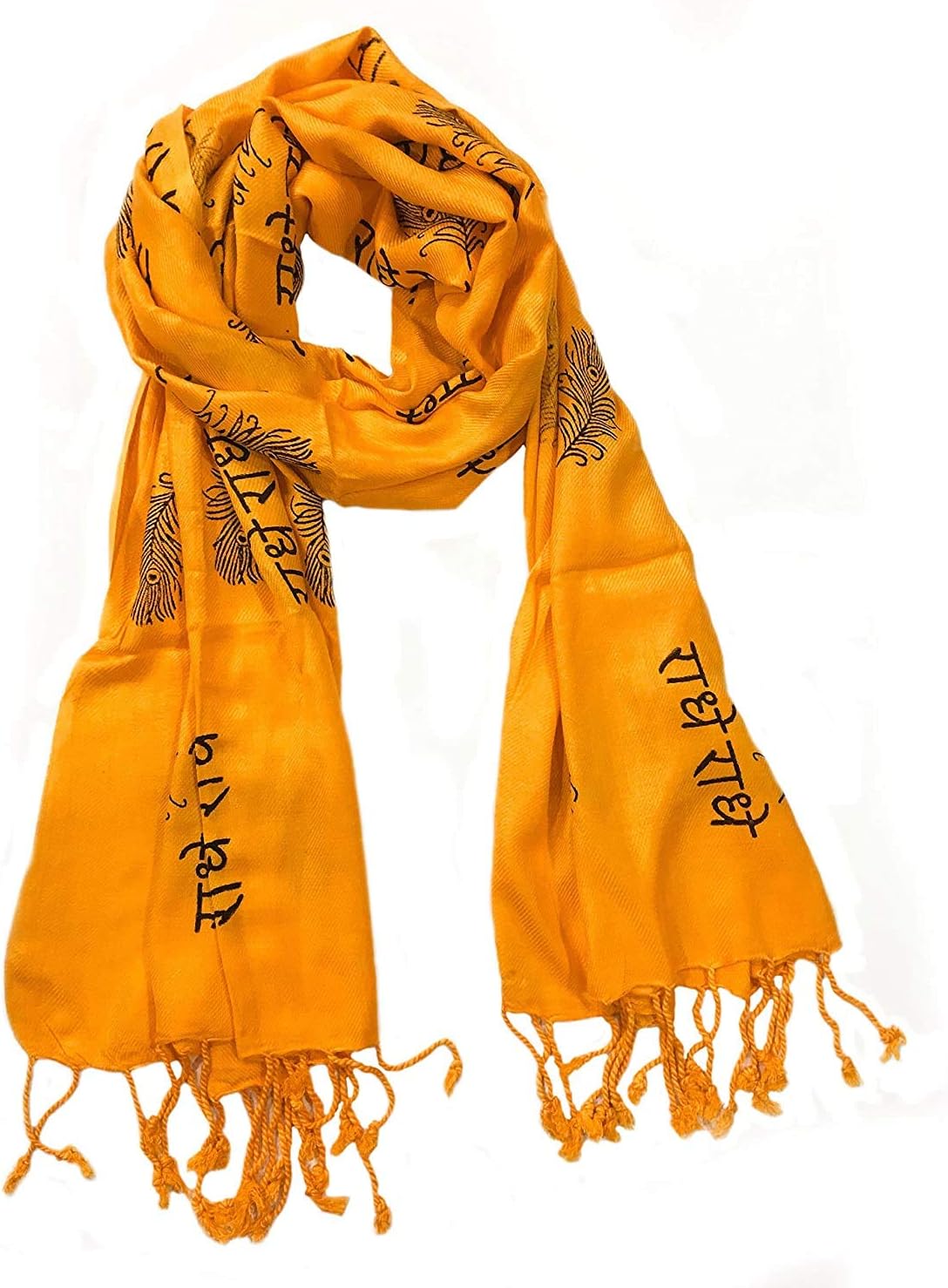SAMAST Cotton Radhe Radhe Printed Stole (Scarf) for Men and Women (1 Unit Orange Stole), For Unisex