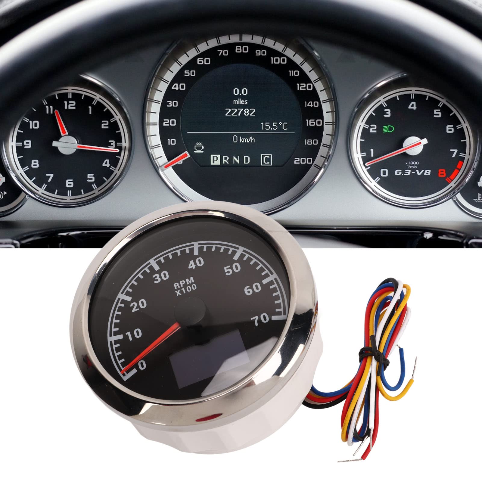 Medidor digital, 3 en 1 85 mm 7000 RPM Tacómetro Medidor DC 9-32 V Temperatura del agua Presión de aceite Medidor de RPM para RV Yate Barco