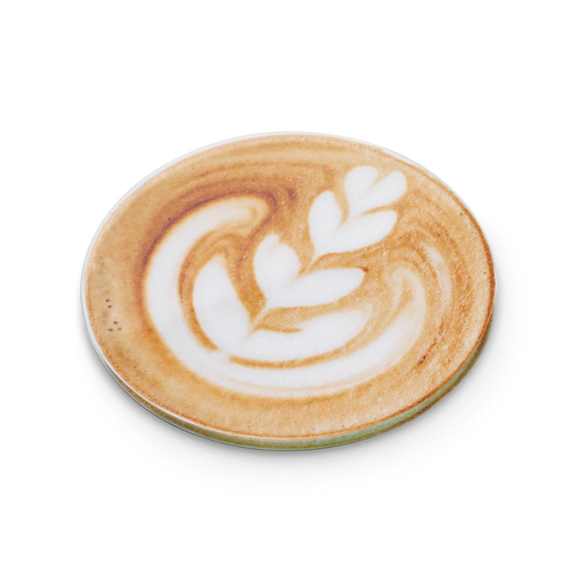 Coffee Art Round Glass Coaster Barista Drink Coaster Tempered Glass Coffee Lover Gift (Plain Packaging)