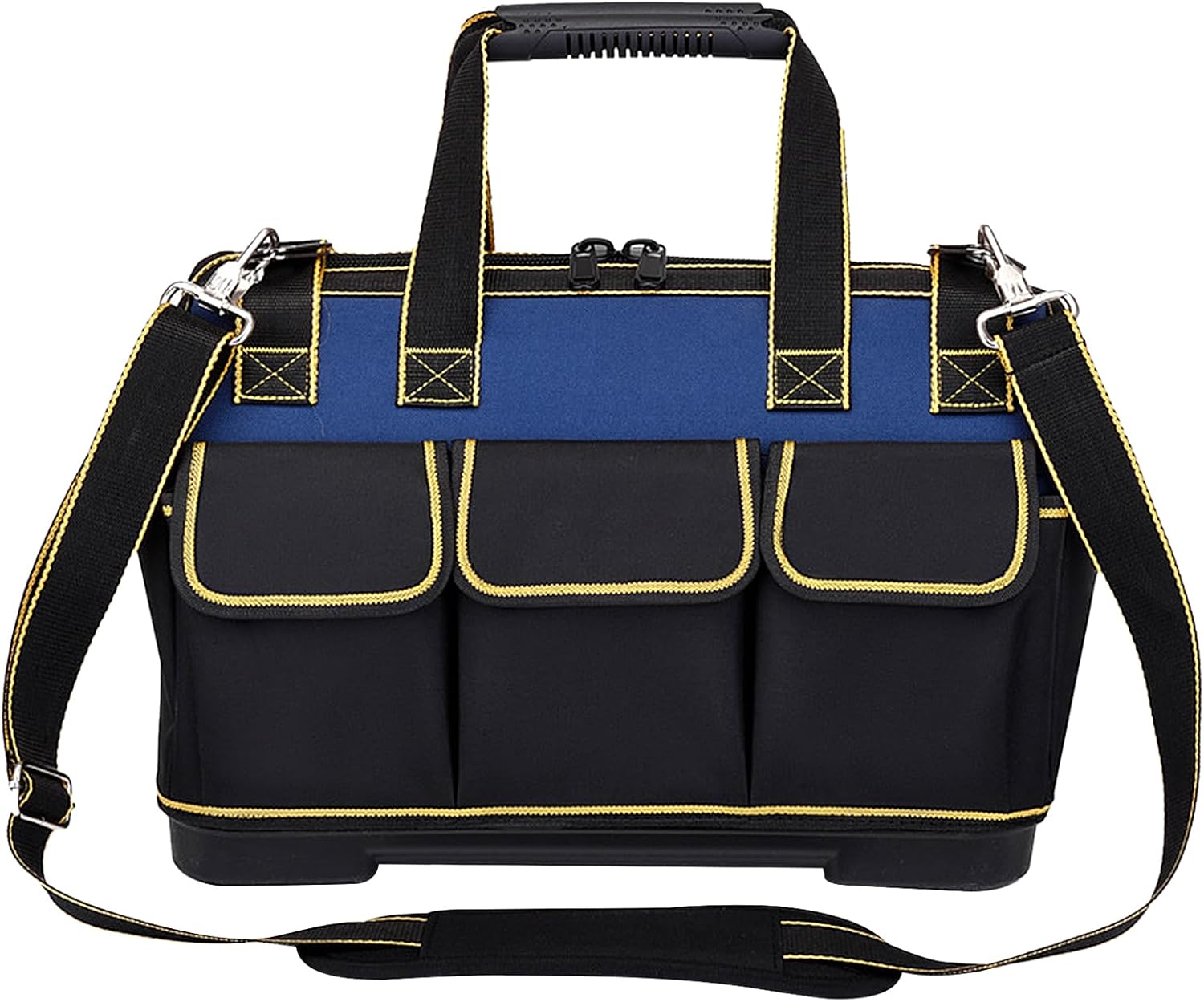 20 Inch Heavy duty tool bag, multifunctional tool bag organizer, waterproof and wear-resistant base with large double zipper and adjustable shoulder strap, gift for Father's Day and Men,blue