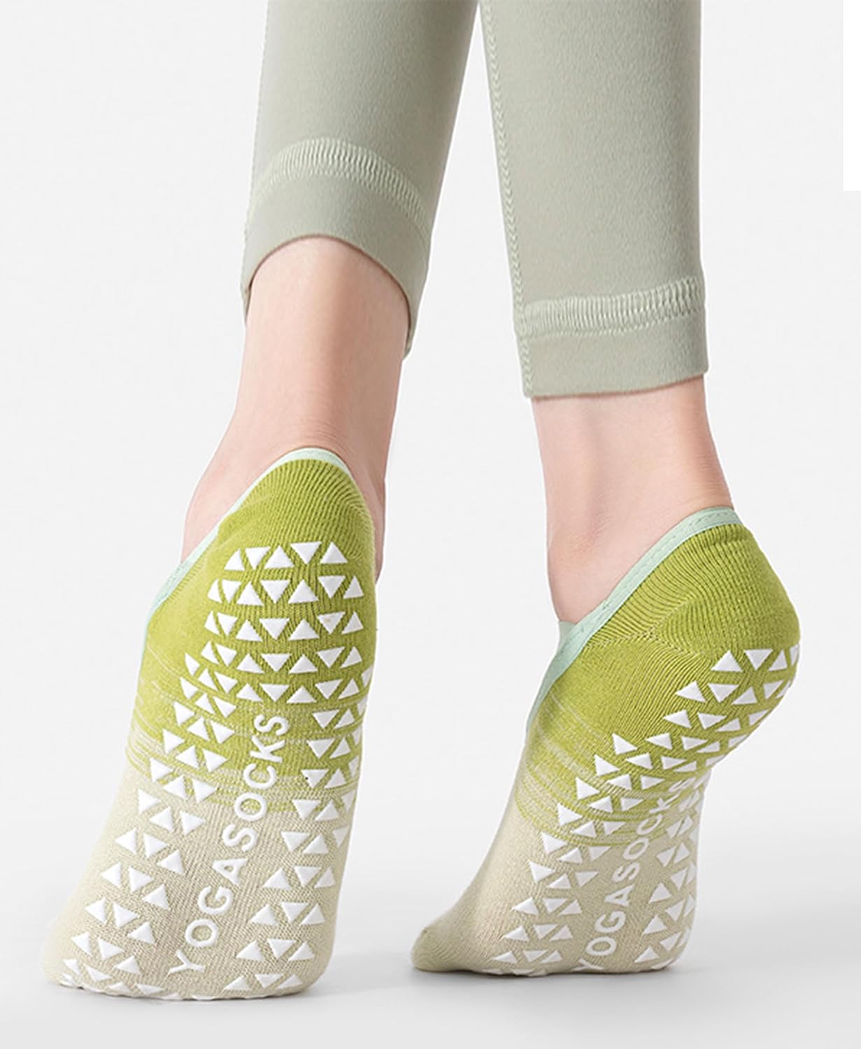 LemonGirl Womens Non-Slip Yoga Socks US 5-8 with Grips 2 Pairs Gradient Color for Pilates Barre - Image 5