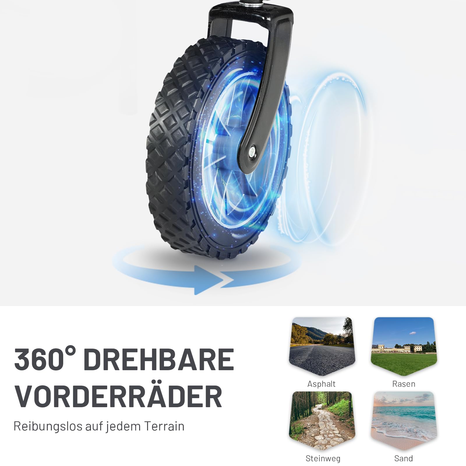 TIMBER RIDGE XXL Bollerwagen Faltbar Transportwagen mit Seitentasche Getränkehalter verstellbarem Griff, Gartenwagen für Alle Gelände, Draussen Camping Einkaufen