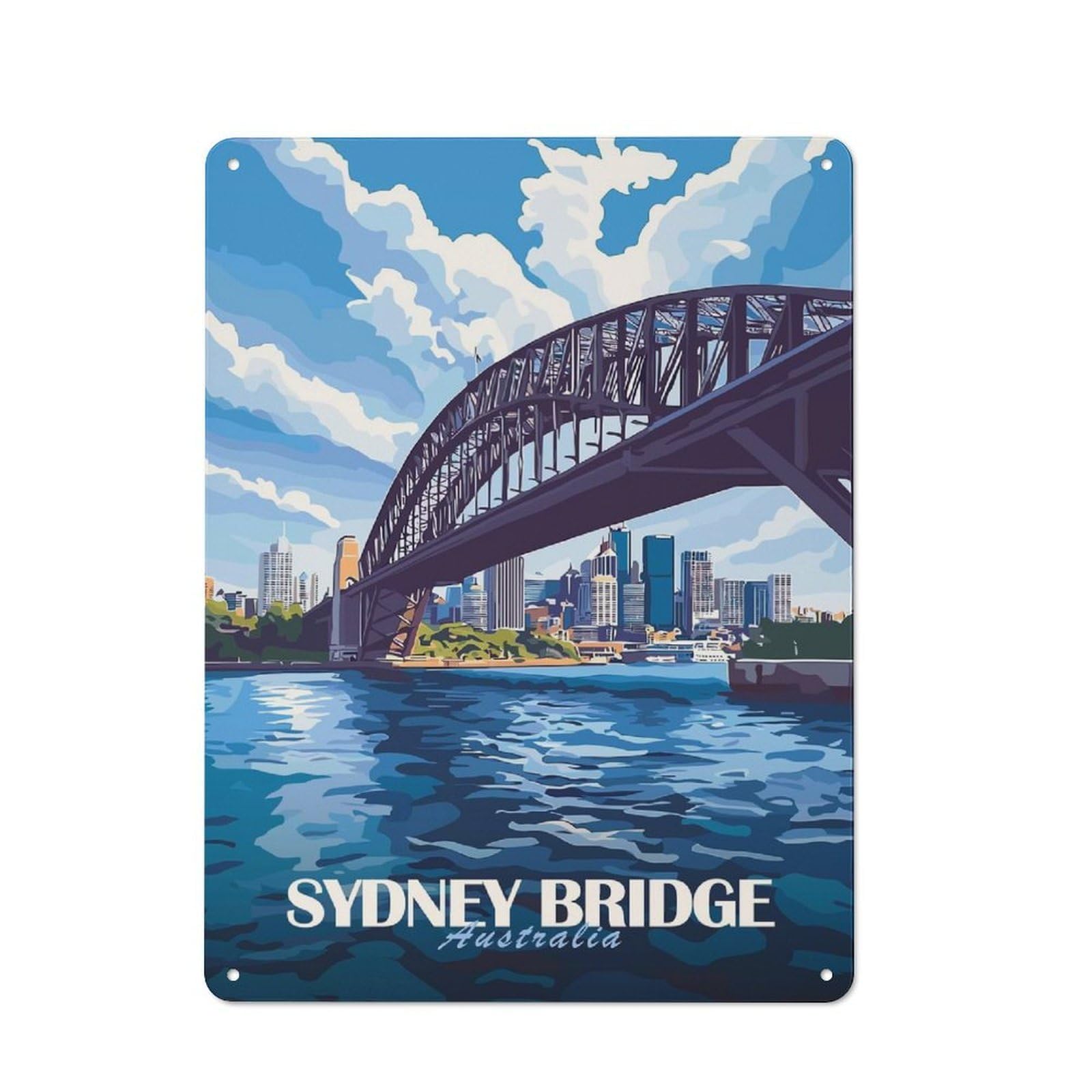 Junmoney Style-11 Sydney Harbour Bridge Tin Sign 40X30cm, Vintage Home Bar Decor For Cafe, Pub, Workshop Or Home Bar, For Relaxed Wall Styling