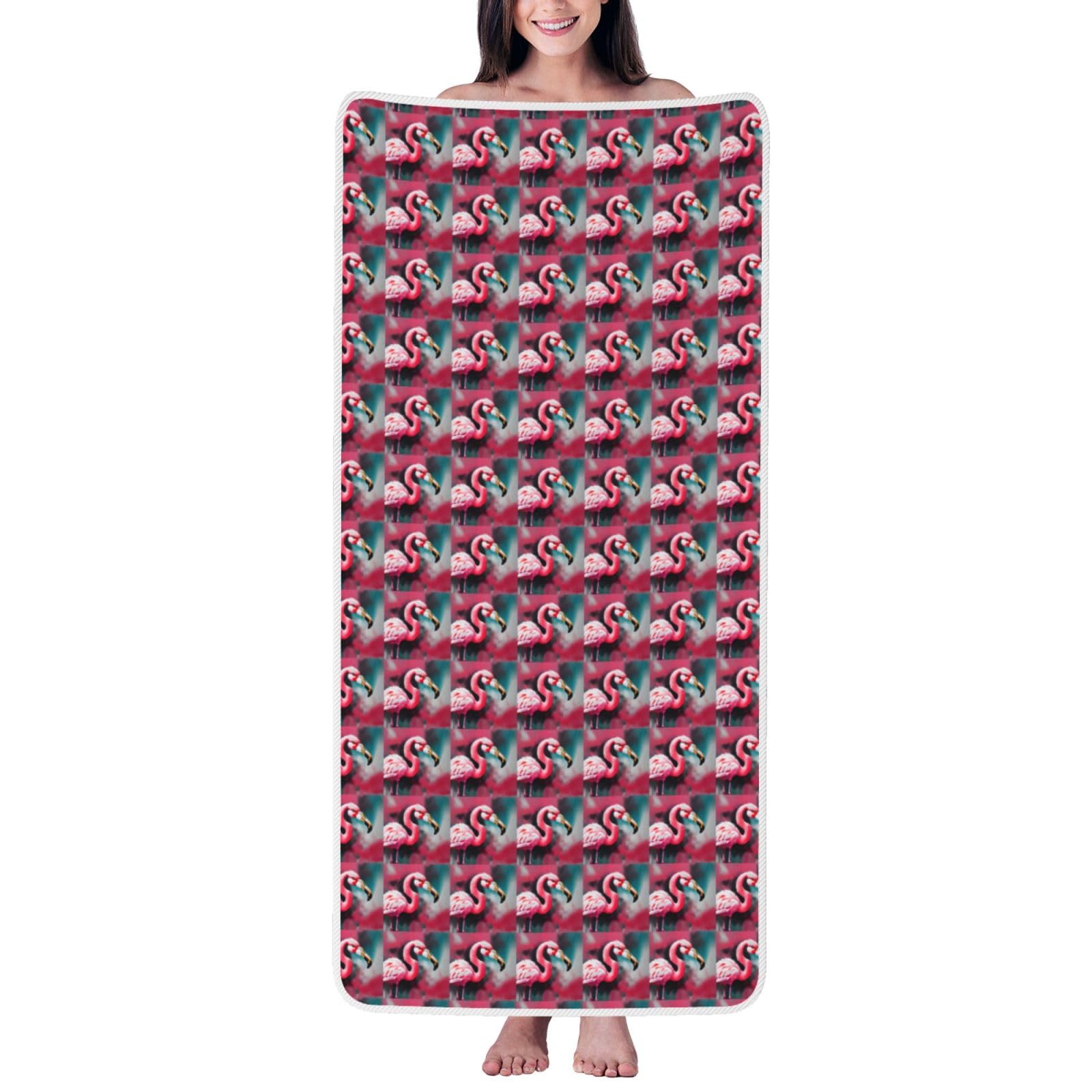 Tamiger Painting Flamingo Print Unisex Coral Velvet Bath Towel For Home Bathroom Hotel Spa Beach Travel Daily Use