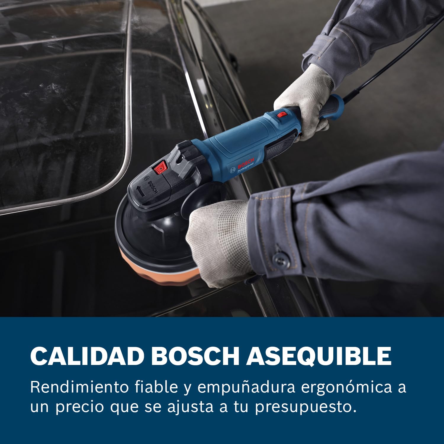 Bosch Professional pulidora rotativa GPO 11-180 S (incluye 1 plato de caucho de 180 mm, 1 esponja de 180 mm, 1 empuñadura auxiliar)