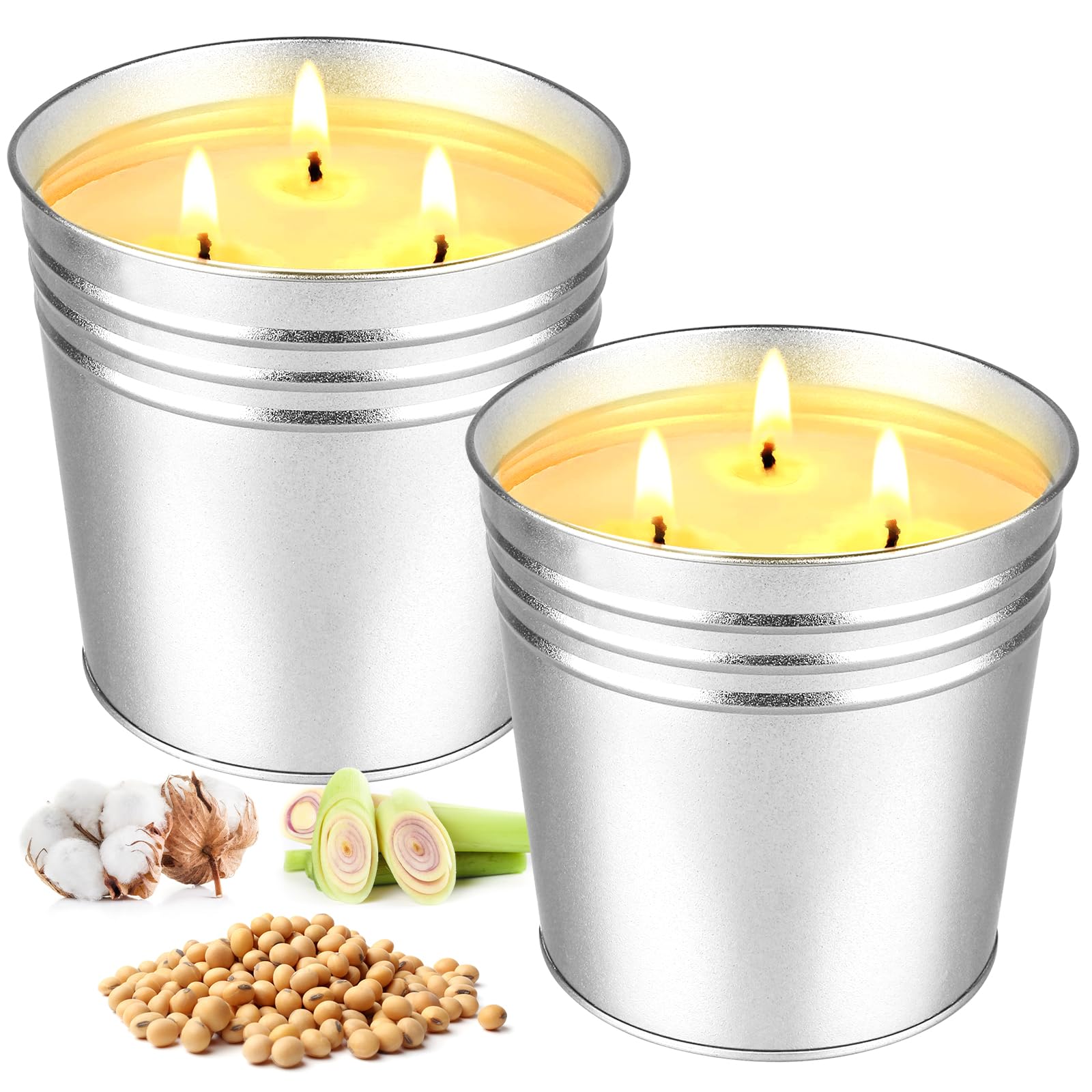 2 Pack Citronella Candles Large, 3 Wicks 34oz Citronella Candle Outdoor for Home Patio, 200h Long Lasting Summer Candle Bulk for Homen Scented Garden Balcony Camping BBQ