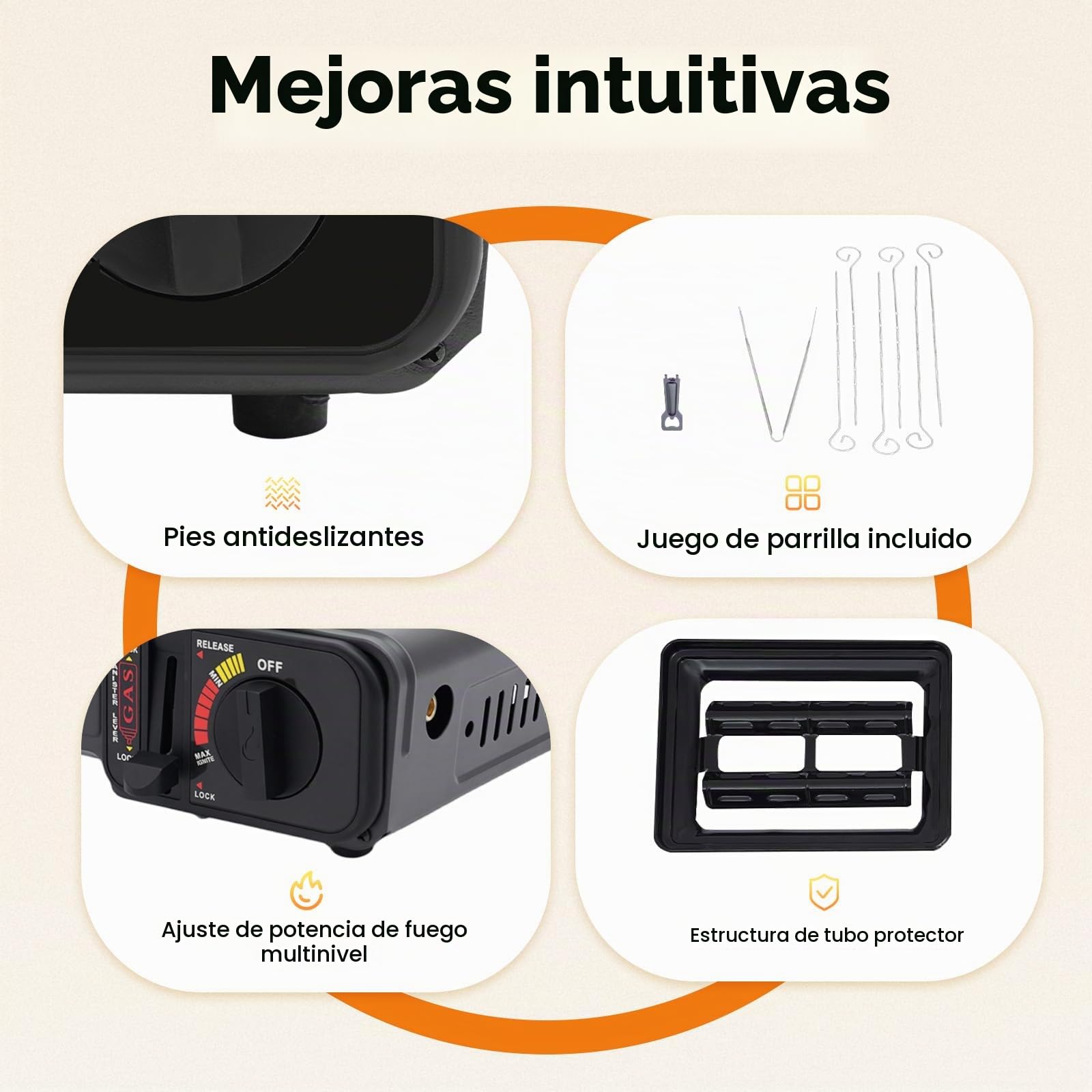 Barbacoa de gas 2 en 1 para camping con 2 placas de barbacoa y bolsa de transporte, barbacoa portátil de gas, parrilla de gas, pequeña y compacta para picnic, balcón, jardín, incluye pinzas, pinchos y