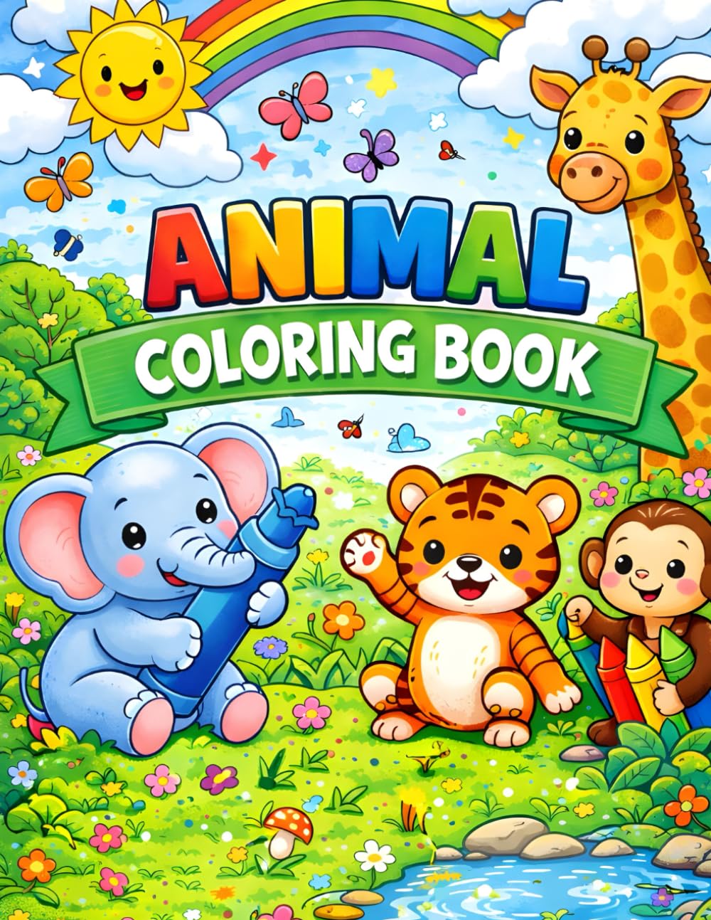 Animal Coloring Book: Cute and Simple Animal Coloring Pages for Preschool Kids.Fun, Easy & Educational Coloring Book