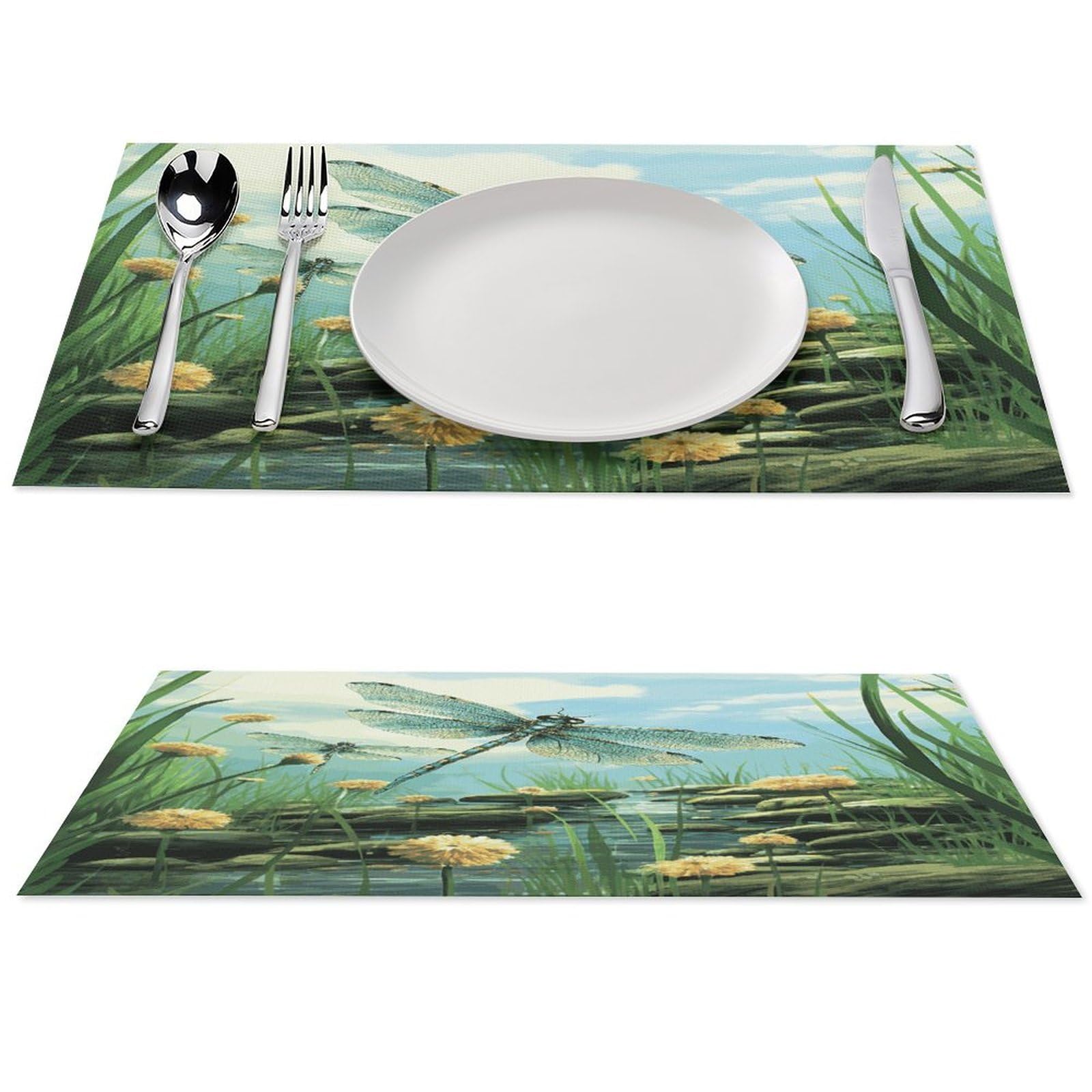 Set de table PVC résistant à la chaleur au design raffiné de libellules