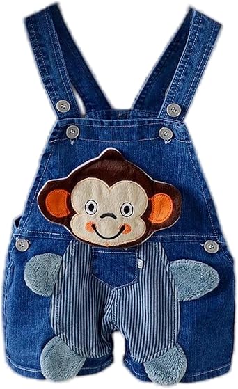 Baby Summer Jean Overalls Cute Toddler Cartoon 3D Animal Denim Shortalls
