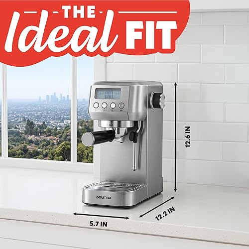 Miniatura 9 de Gourmia Máquina de café expreso delgado - Bomba de 20 bares, pantalla LCD, espumador de leche, temperatura ajustable, preparación manual y