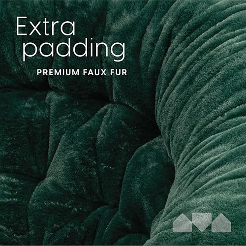 Miniatura 63 de Milliard - Silla acogedora con diseño de platillo, de pelo sintético, para dormitorio, tamaño extragrande (color blanco) Beige,Negro -,Negro +