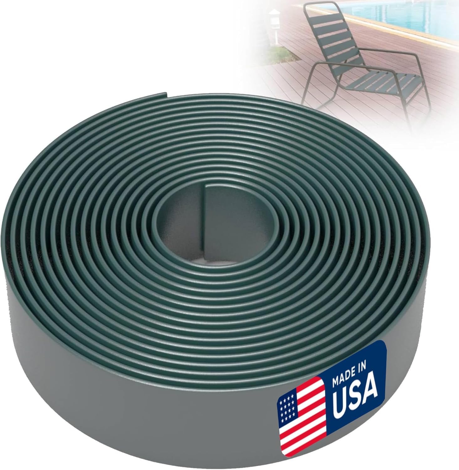 2 Inch Wide, 20ft Long Vinyl Strap - Replacement Straps for Patio Chairs - Vinyl Strapping for Patio Furniture Repair - Durable Seat Repair Kit for