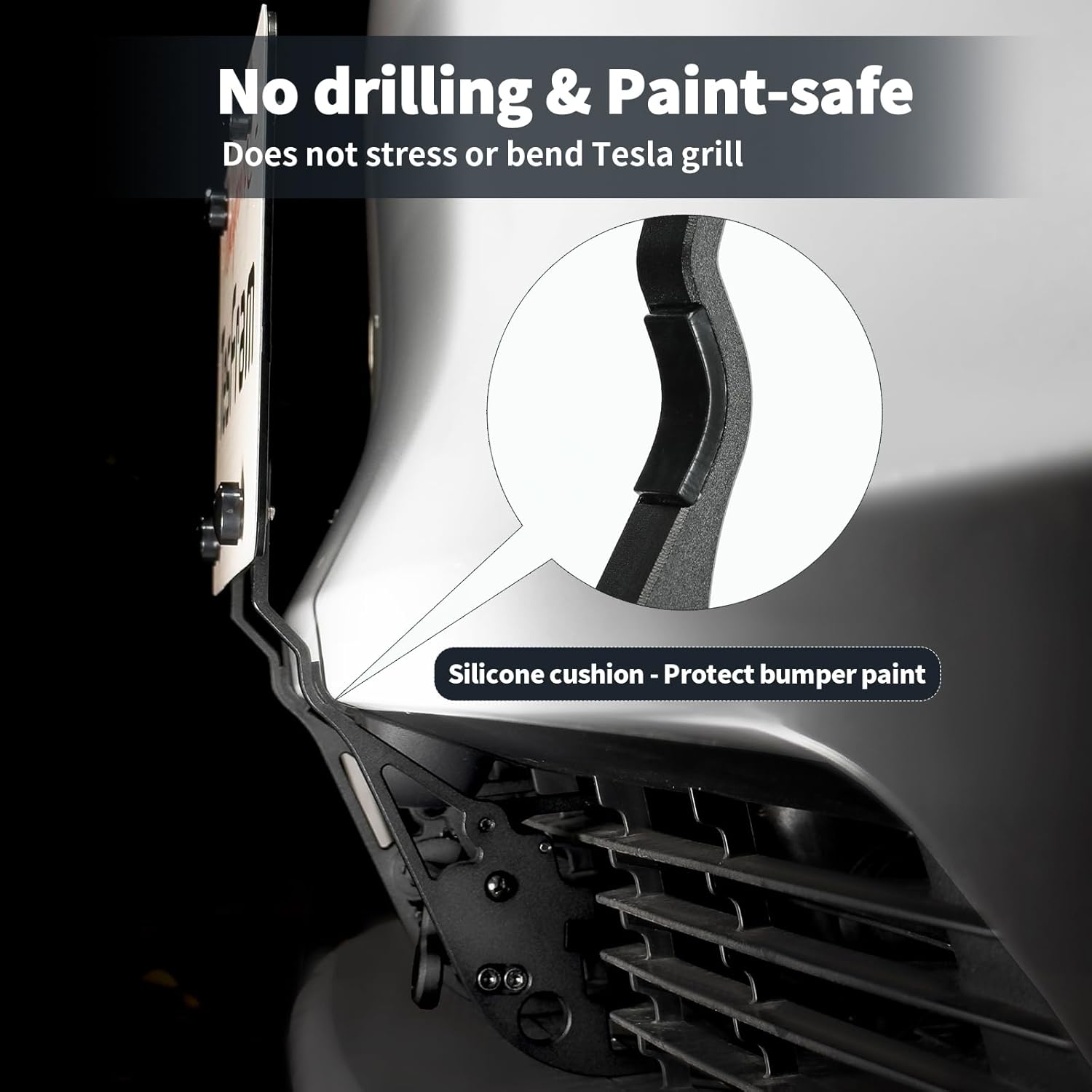 2026 Tesla Model Y Juniper License Plate Holder - Unobstructed Camera Visibility - No Drill Front License Plate Bracket Mounting Kit with Anti Theft Features (Fit Model Y Premium ONLY)