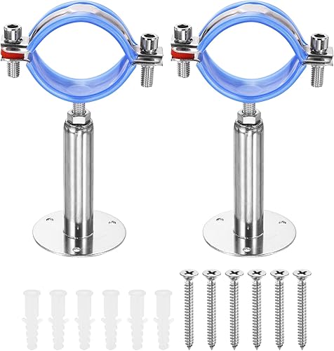 Miniatura 29 de HARFINGTON Juego de 2 soportes de montaje en pared para montaje en techo de acero inoxidable 304 Abrazadera de soporte de tubo ajustable
