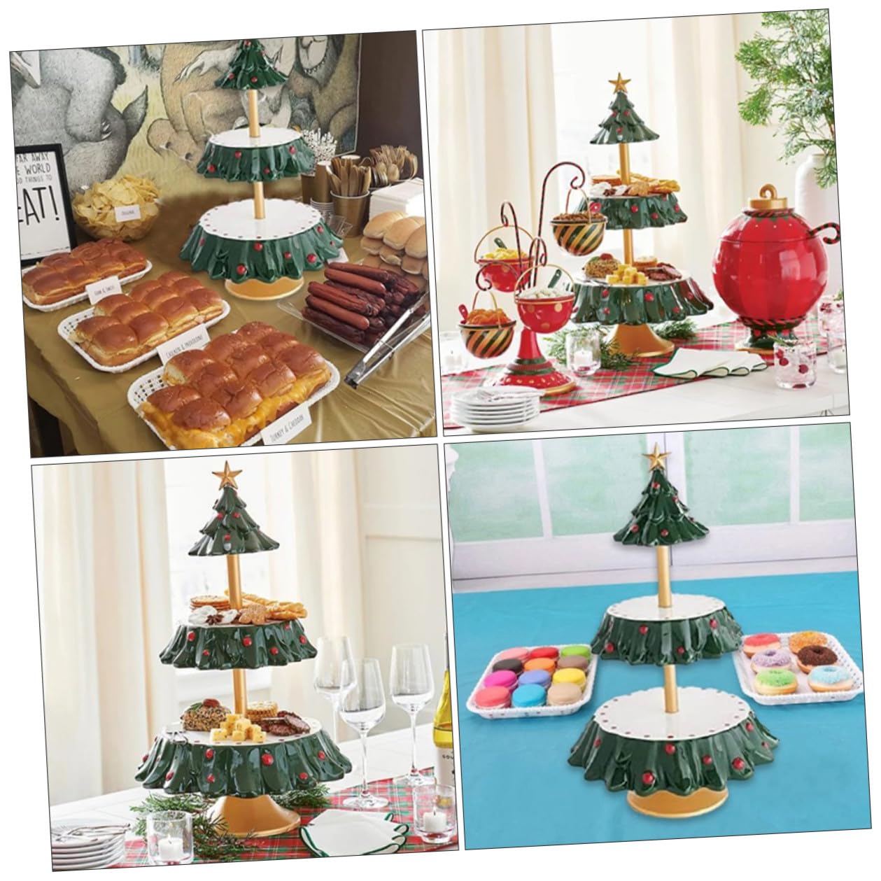 Espositore per Snack Natalizio in Resina Sicura Vassoio Portaoggetti Multifunzionale per Dolci e Piatti per Spuntini Decorazione da Tavolo per Feste di Natale e Celebrazioni