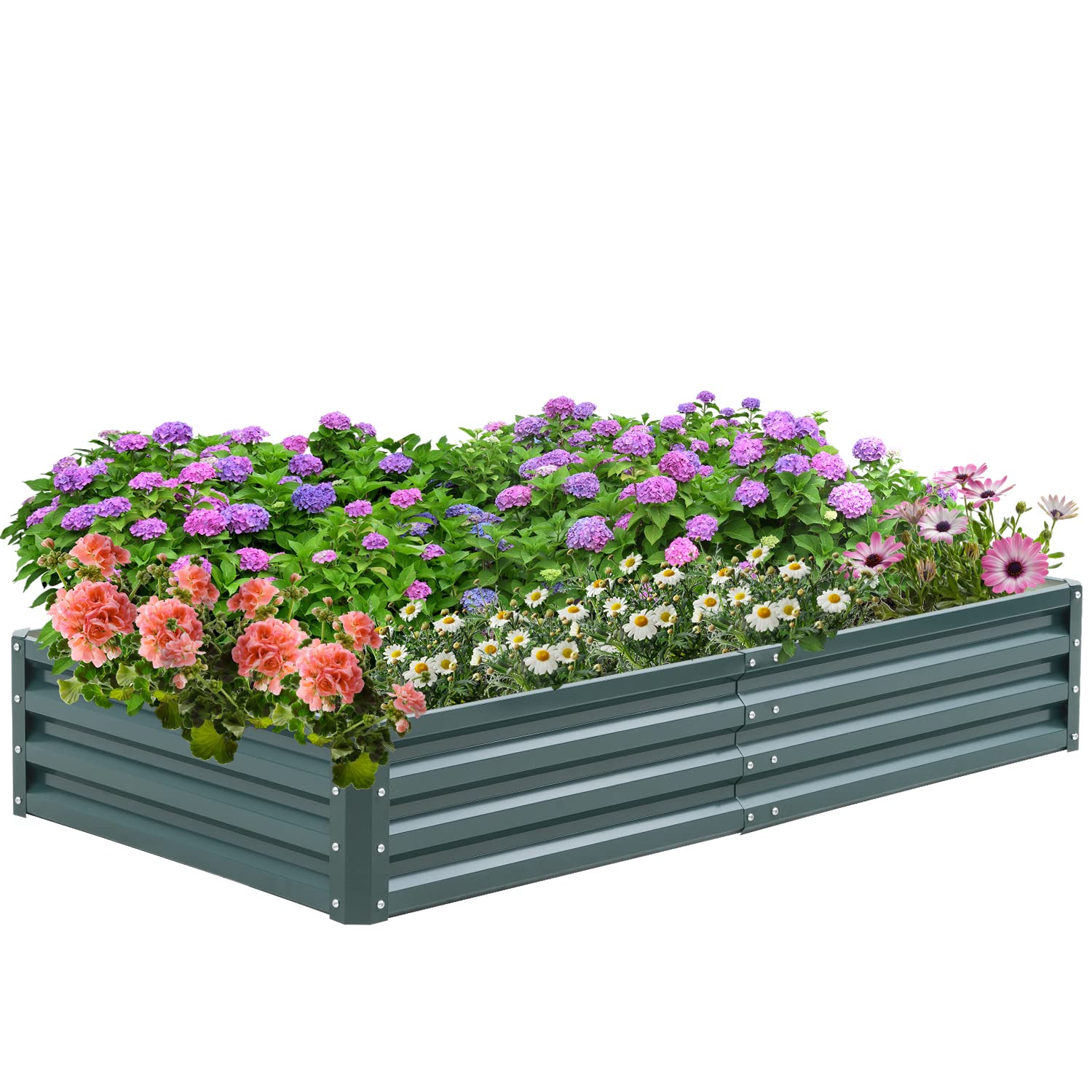 Outdoor Galvanized Raised Garden Beds Large Size 6x3x1ft Metal Steel Planter Box for Flowers Vegetables Fruits Herbs Green