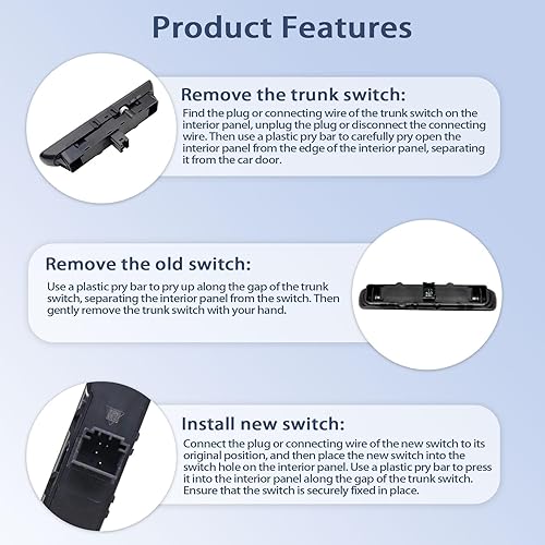 Miniatura 5 de FZJDSD 99761310502A05 Conjunto de interruptor de liberación de la tapa del maletero del capó compatible con Porsche 911 2006-2011 Cayman 2006-2012