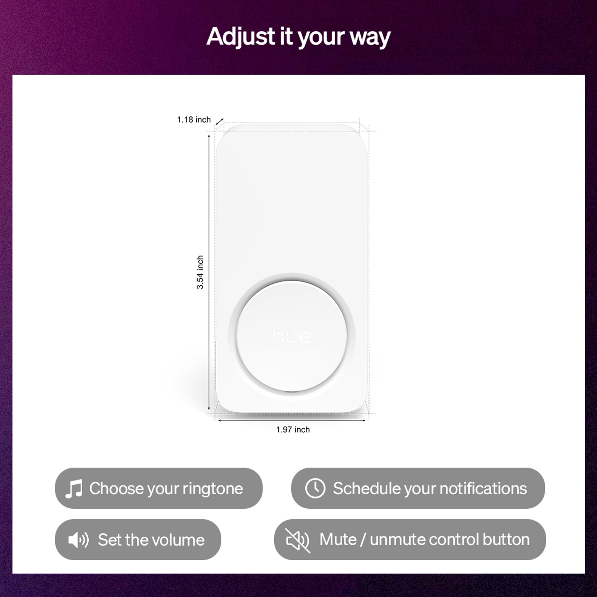 Philips Hue Carillon intelligent sécurisé, notifications sonores en temps réel, s'adapte à n'importe quelle prise standard, fonctionne avec les caméras Hue, sonnette et capteurs de mouvement, émet des