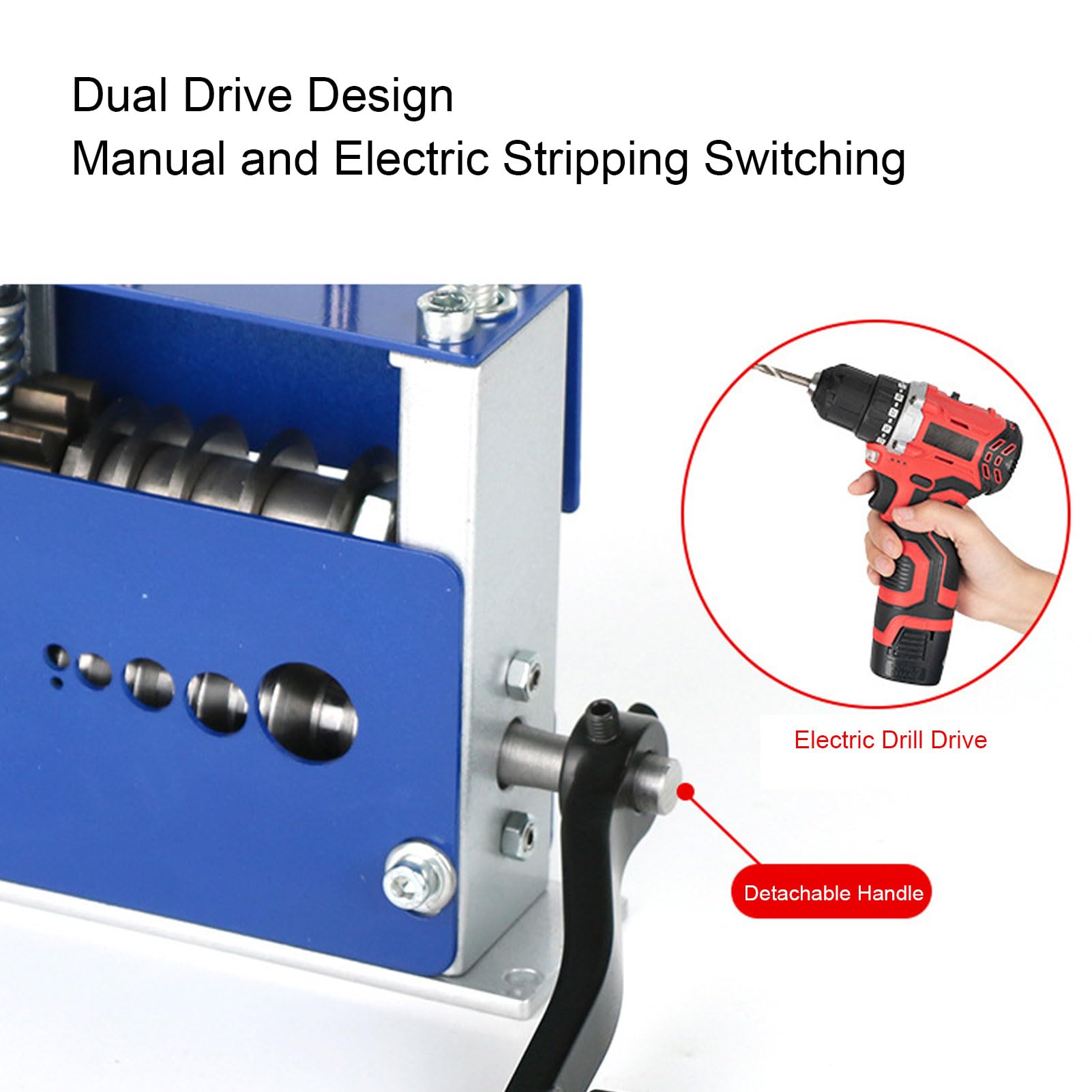 Sorandy Máquina Peladora de Cables, Procesamiento de Múltiples Cables, Manivela de Ajustable o Pelador de Eléctricos Accionado por Taladro con 6 Orificios de 3,5Mm, 7Mm, 9Mm, 12Mm y