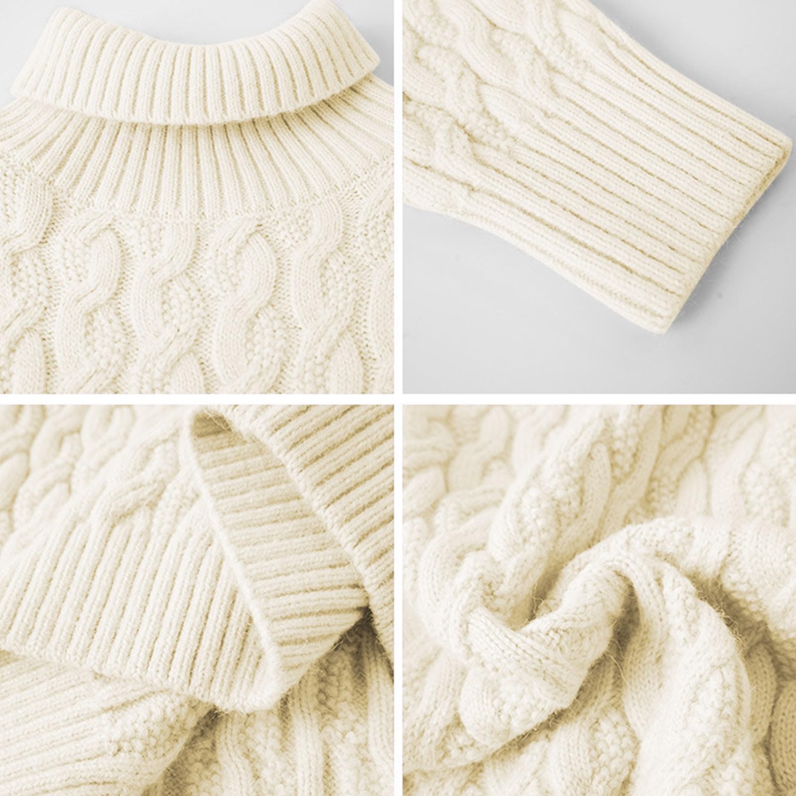 Jersey básico de invierno para niña, cuello alto, patrón trenzado, parte superior de punto
