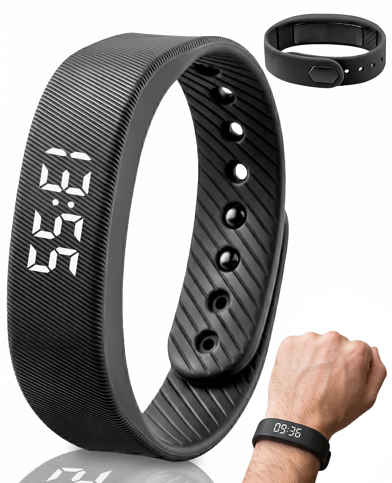 Avvchuy Pedometer Watch, Silent Waterproof Wake up Digital Watch(Black)