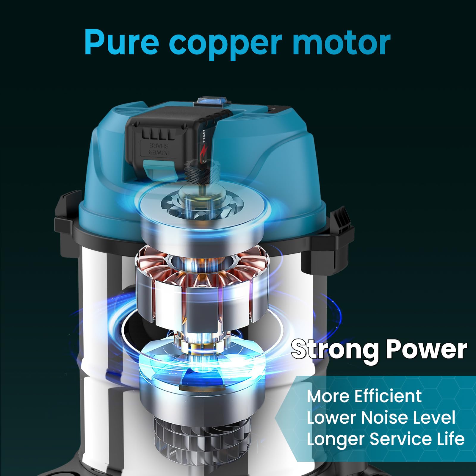 Aspirapolvere umido e secco per batteria Makita 18V, aspirapolvere industriale 3 in 1 con bocchetta per fessure, bocchetta per imbottiture, bocchetta per pavimento, contenitore in acciaio inossidabile