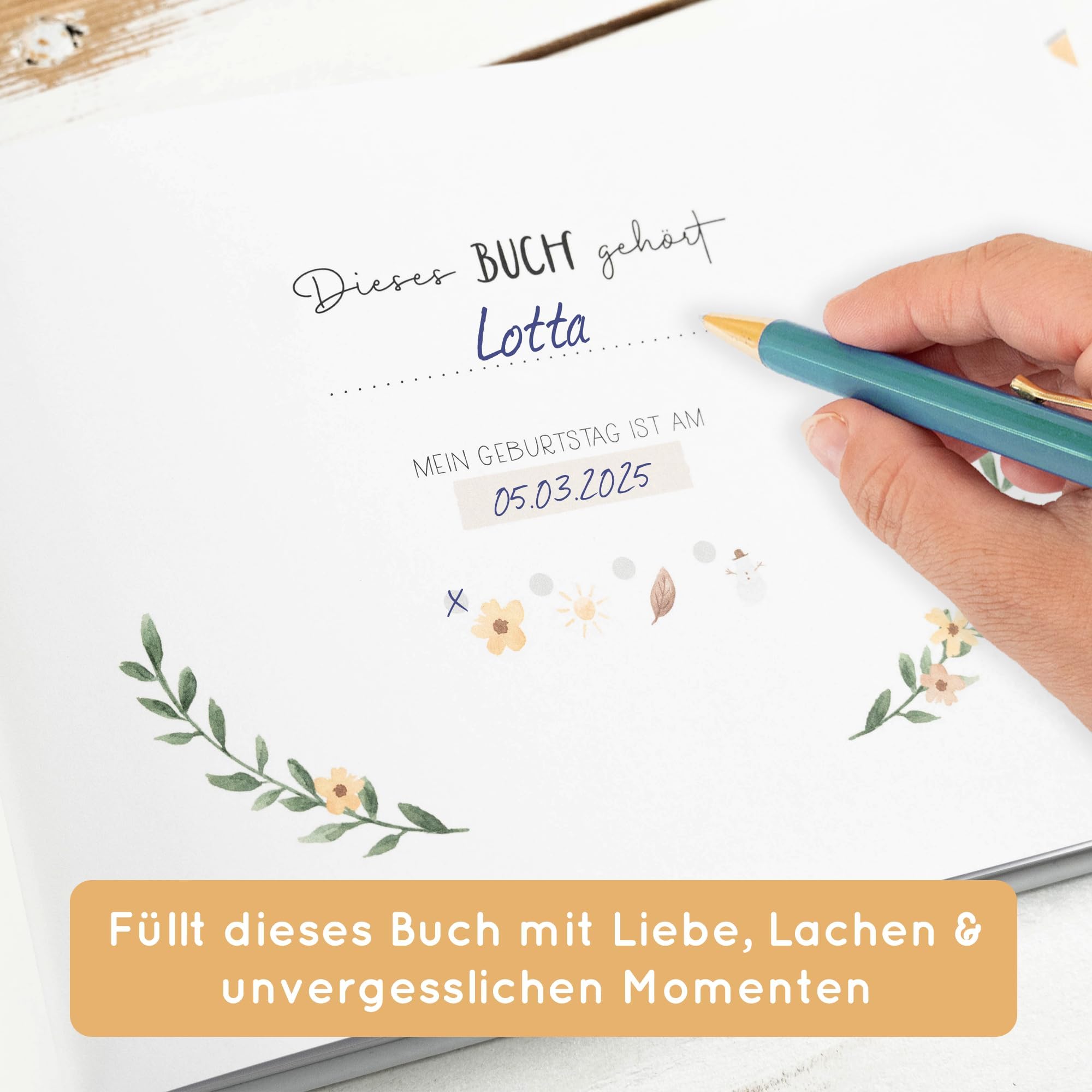 Geburtstagsbuch Erinnerungsalbum – Meine Geburtstage von 1 bis 12, Geschenk zum 1 Geburtstag für Mädchen und Jungs, DIN A5