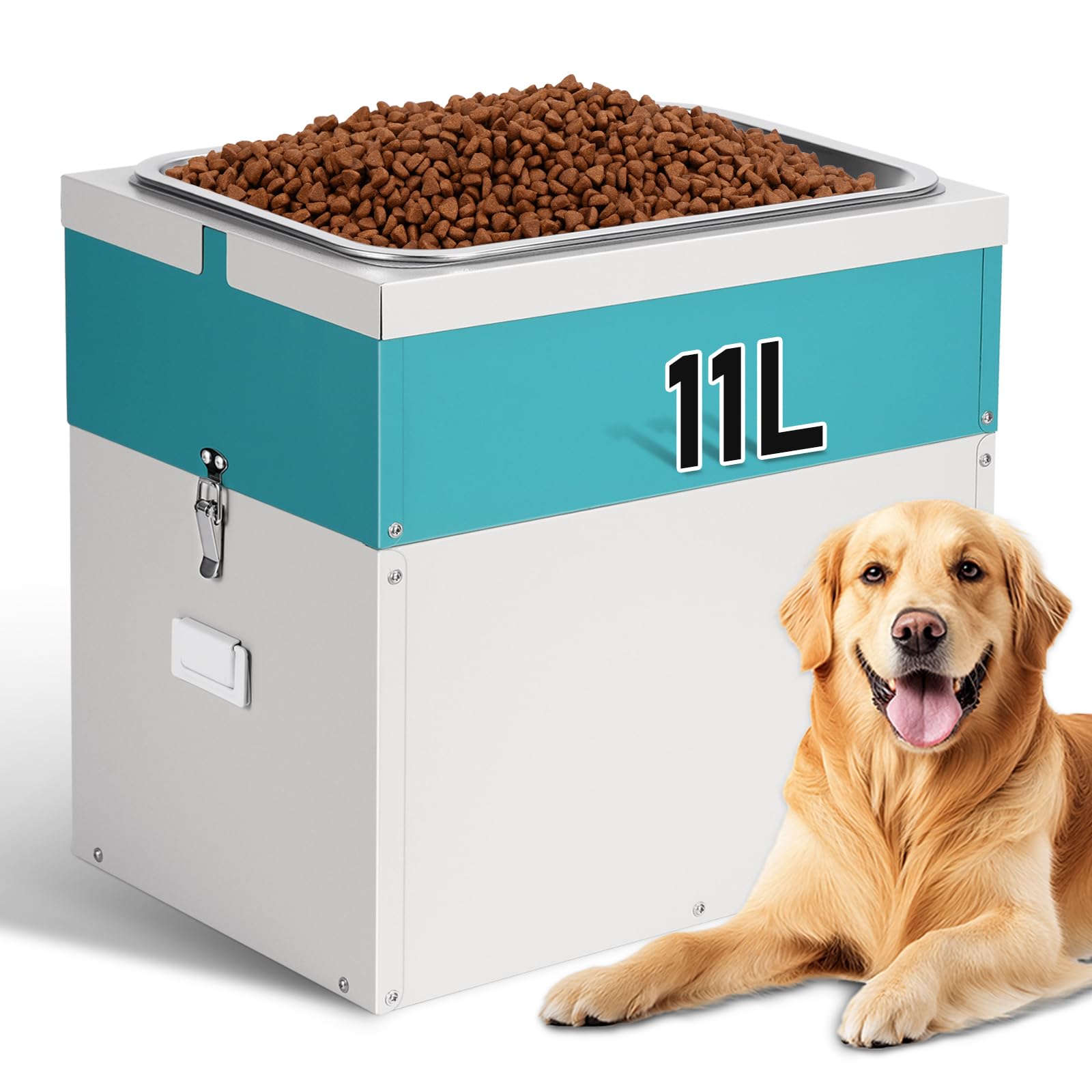 Comederos Elevados para Perros, Comedero Elevado de 38Cm de Altura para Perros Grandes, Recipiente HerméTico para Almacenar Comida para Mascotas con Una Capacidad de 21Kg para El Hogar o Los Viajes