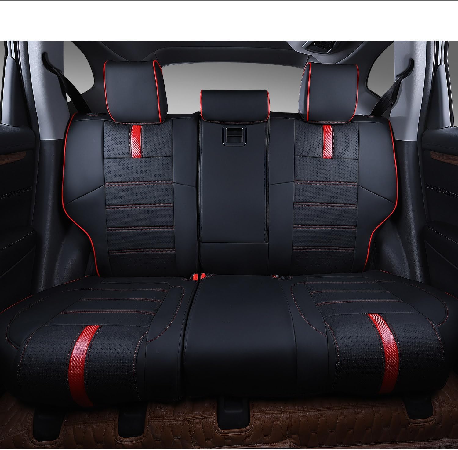 PTYYDS Seat Covers Compatible with 2017-2022 CRV Full Set Seat Protector Accessories(Fit 2017-2022 CRV,Full Set,Black with Red Carbon Fiber)