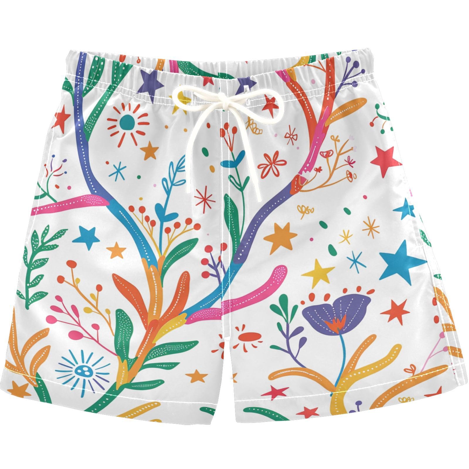 visesunny Summer Boy's Beach Shorts Branch Childish Antler Quick Dry Swim Trunks Baby Boy Bathing Suit with Pockets 2T Multi