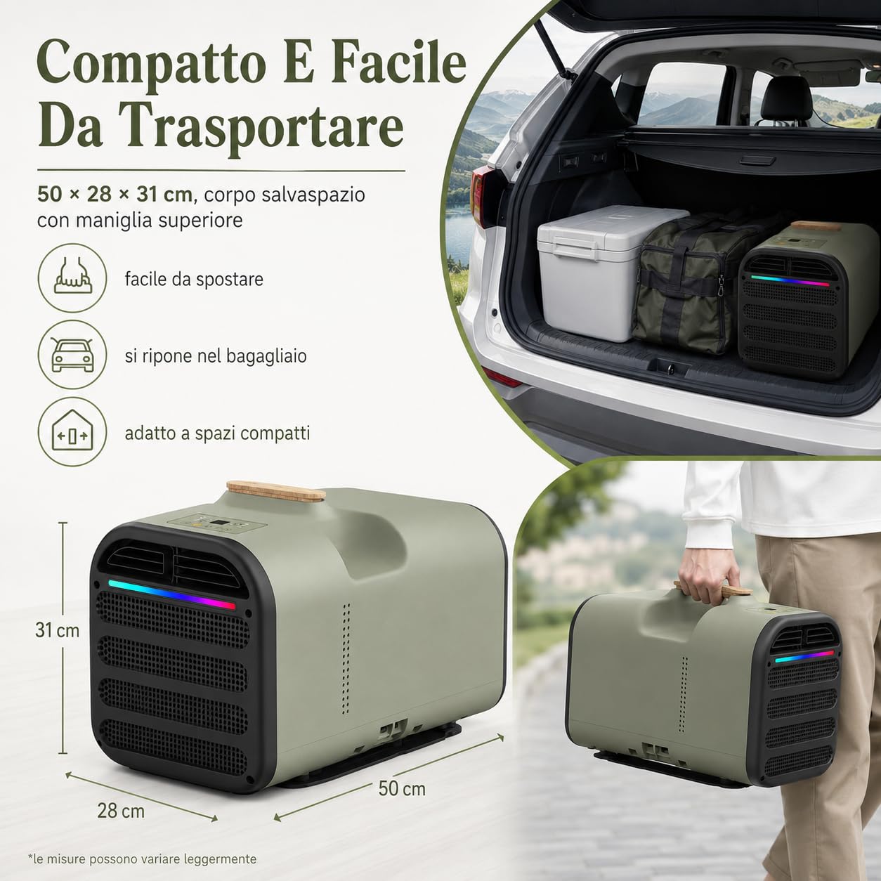 Nuovo piccolo condizionatore portatile, deumidificatore per condizionatori d'aria a raffreddamento rapido da 1500 W 5200 BTU, telecomando, silenzioso, per campeggio, camper, furgone e pesca