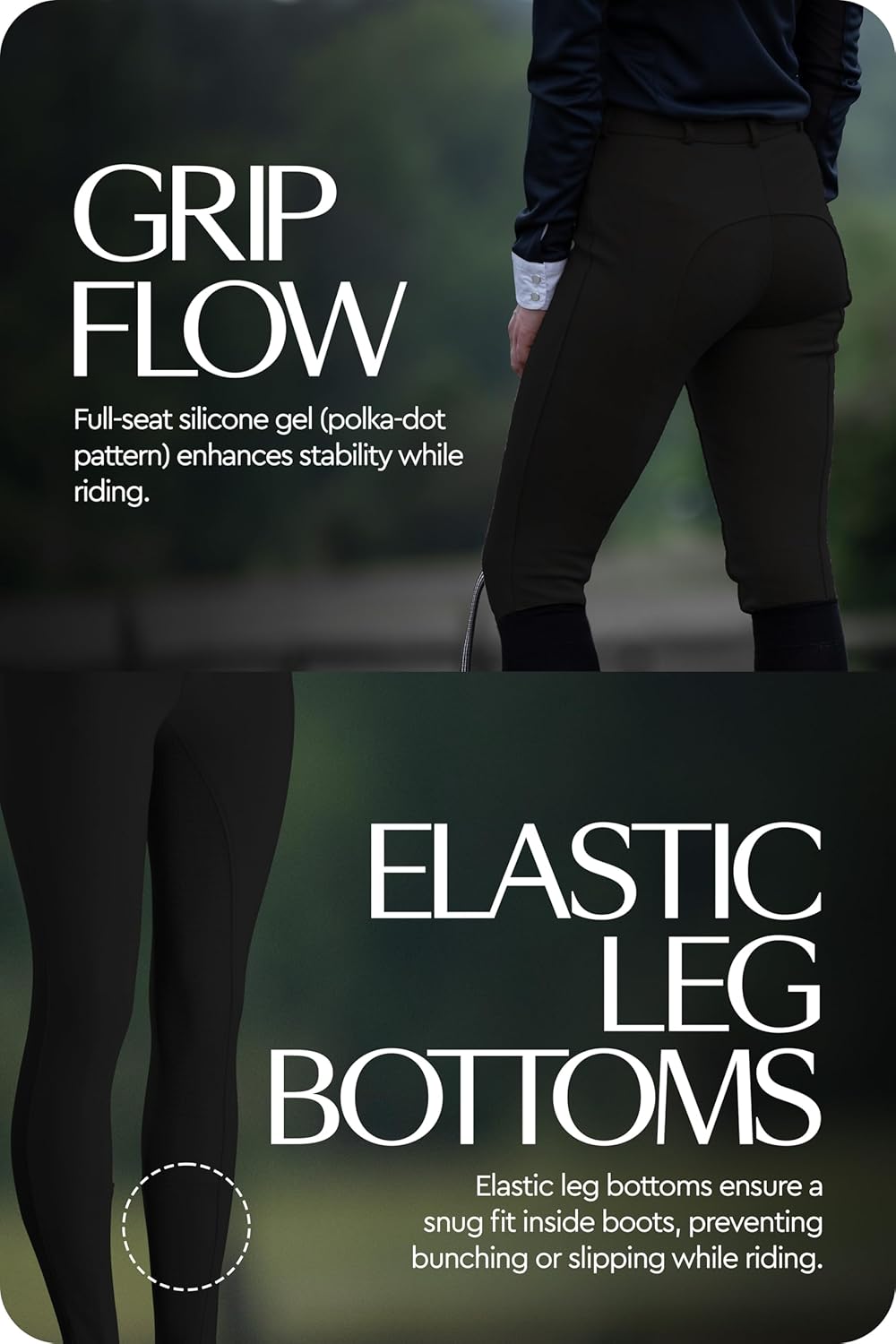 HORZE Active Women's Horse Riding Silicone Grip Full Seat Breeches | Midrise Waist with Front Pocket - Image 5