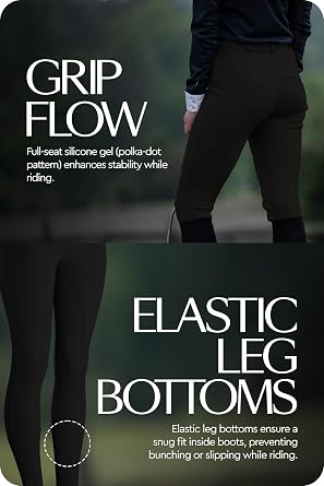 HORZE Active Women's Silicone Grip Full Seat Horse Riding Pants Equestrian | Stretchy, Midrise Equestrian Pants with Front Pocket, Comfortable, Durable Horse Breeches for Women Training in any Season