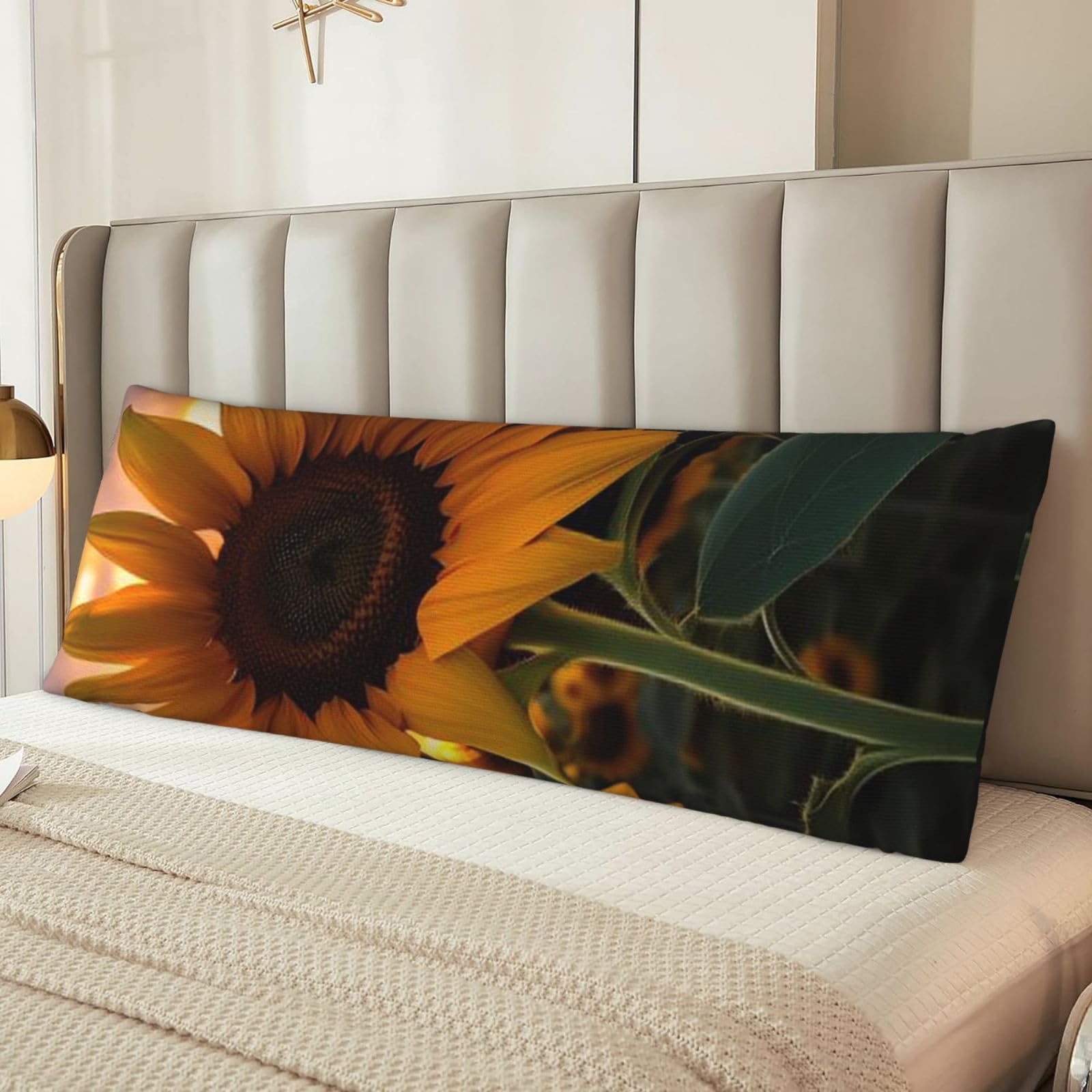 Farm Sunflower Body Pillow Case Cover, Microfiber Long Pillow Cases, Ultra Soft and Cozy Plush Body Pillowcase Decorative Long Bed Pillow Cover for Sleeping 20x54 Inches