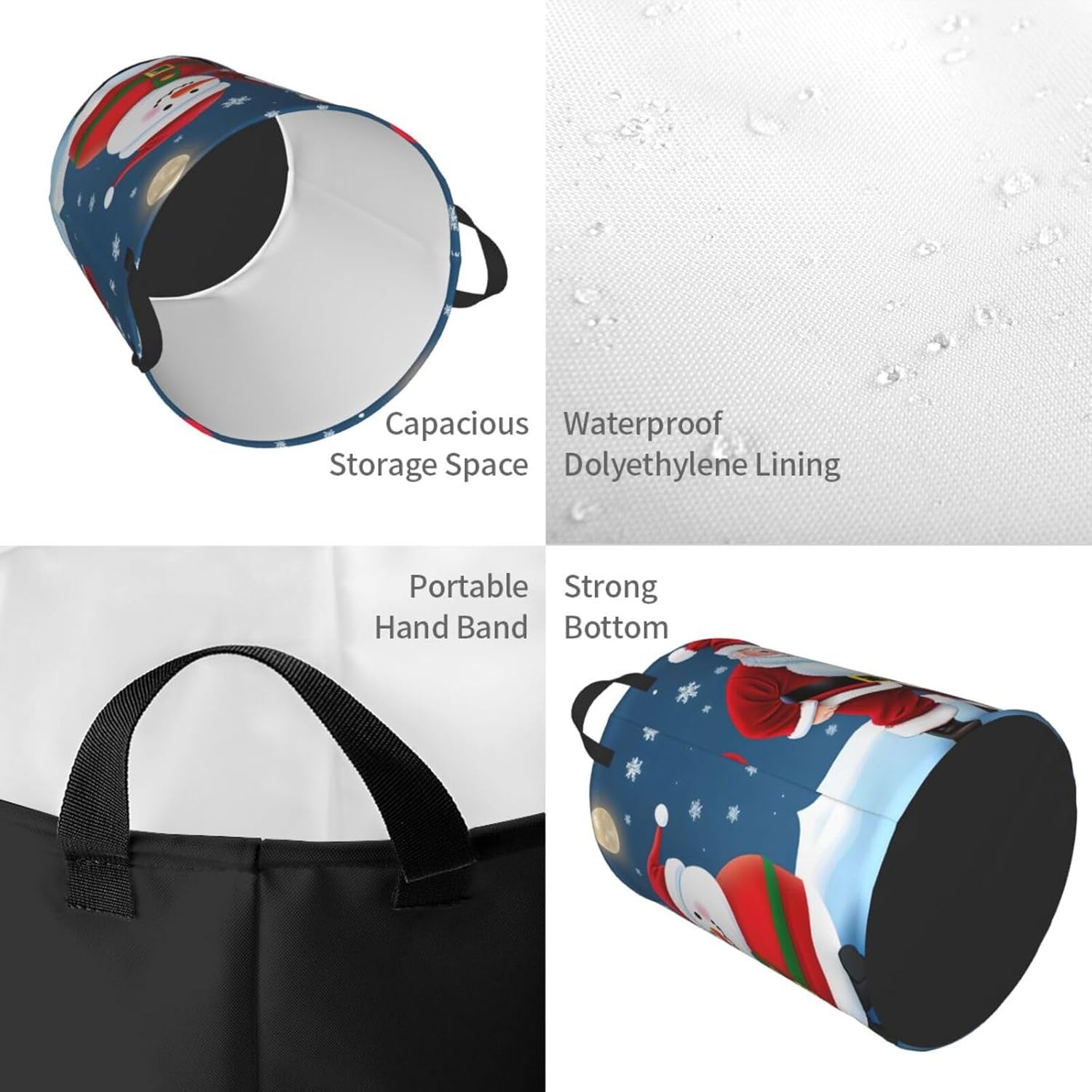 Santa Claus And Snowman Round Dirty Laundry Basket,Ideal Dirty Clothes Bag For Household Essentials Storage Needs
