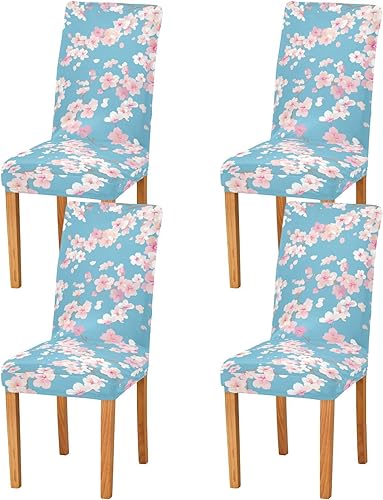 Juego de 4 protectores decorativos para sillas de comedor, color rosa y azul, extraíbles y lavables, fundas para sillas de comedor, 4 unidades
